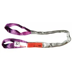 Polyester round sling with abrasion-resistant eye design for lifting and rigging loads. Suitable for vertical, choker, and basket lifts in industrial material handling applications. 6 ft sling length with 1 1/8 in body diameter.