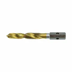 The HOLEMAKER TECHNOLOGY VersaDrive Impact Drill Tap (MPN 301126-0040) is a #10-24 UNC combination tool for drilling and tapping holes in metal. It is impact rated for use with impact drivers, making it suitable for production and maintenance applications across machining and fabrication industries.