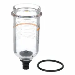 Replacement bowl made of polycarbonate for Parker 06F series compressed air filters. Includes a twist drain kit for manual condensate removal. The transparent bowl allows visual monitoring of fluid levels and is resistant to common industrial contaminants. Suitable for use in pneumatic systems to collect and drain condensate.