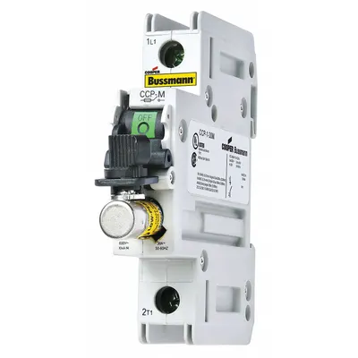 BUSSMANN Fuse Block: Finger-Safe, 1 Pole, 240 V AC, DIN Rail Mounting - Midget Fuse Blocks