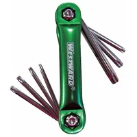 WESTWARD Torx Key Set: Short, 1 Pieces, T10/T15/T20/T25/T27/T30/T40/T9 Tip Size, Std End, Chrome