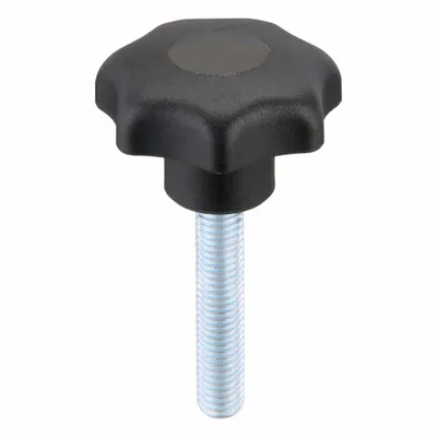 KIPP Hand Knob: 7 Point, Plastic w/ Steel Thread, M10 Thread, 40 mm Thread Lg - 7-Arm Knobs with Threaded Stud