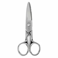 MILWAUKEE Scissors: Ambidextrous, 5 1/4 in Overall Lg, Serrated, Stainless Steel, Pointed, Chrome (MPN 48-22-4048)