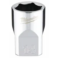 MILWAUKEE Standard Socket: Metric, 3/8 in Drive Size, 14 mm Socket Size, 6-Point, Std, Chrome (MPN 45-34-9084)