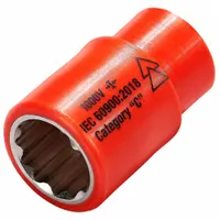 ITL Insulated Socket: 3/8 in Drive Size, 11/16 in Socket Size, 1 13/16 in Overall Lg, 12-Point, Std (MPN 01731)