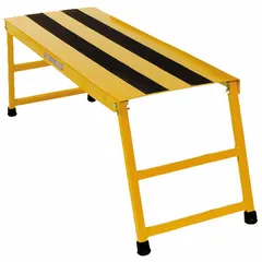 This van stand provides stable support for light-duty service work on vans in automotive shops. It has a 0.15 ton load capacity, 24 in overall height, and 6 ft overall length. The yellow finish aids visibility in the workspace.