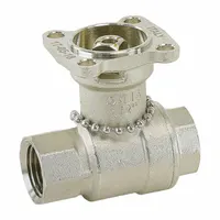 2-way characterized control valve body with 1/2 in Female NPT connections. Brass ball and brass body construction. CV flow rating of 3 and close-off pressure of 200 psi for water media. Supplied without actuator for integration with compatible actuation systems in hydronic applications