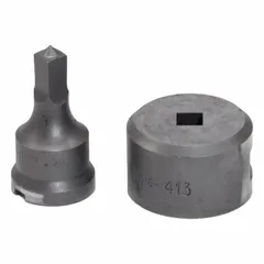 This punching die set produces a clean 11/32 in square hole in metal workpieces. Compatible with Edwards ironworker models IW55, IW65, IW100, and IW120 (55 ton, 65 ton, 100 ton, 120 ton). Used in structural fabrication, metalworking, and construction for punching square holes in steel plates and shapes.