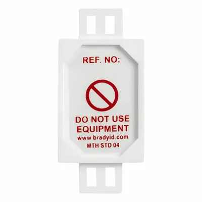 BRADY Tag: 3 3/16 in Wd, 1 1/2 in Ht, Red/White, Rectangle, Plastic, Indoor/Outdoor - Safety