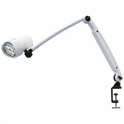 WALDMANN Exam Light: LED, 50,000 lux @ 0.5 m, Benchtop/Tabeletop, 4400K, 93 CRI - Clamp-Mount Tabletop Medical Lights