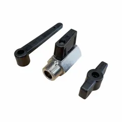 This mini brass ball valve features a straight body with full port ball port and MNPT x FNPT connections. It includes a handle set (lever/tee/wedge) for manual operation. Suitable for on/off or flow control in plumbing and industrial piping systems handling water, oil, or gas.