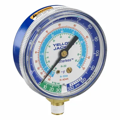 YELLOW JACKET Low Side Gauge: Low Side Gauge, 0 psi to 120 psi, Non-Liquid Filled - Analog Low Side Compound Pressure Gauges