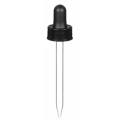 QORPAK Cap: 20 mm Dia, Black, Polypropylene, Unlined, 20-400 mm Screw Closure Size - Dropper Bottle Caps