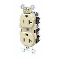 LEVITON Receptacle: Duplex, 5-20, Ivory, 125V AC, 20 A, 2 Pole / 3 Wire (MPN 5362-I)