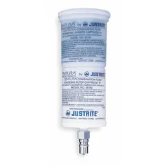 This plastic coalescing/carbon filter is an accessory for HPLC disposal cans, used to remove organic solvents and contaminants from waste streams. It helps manage vapors and liquids before disposal, supporting safe laboratory waste management.