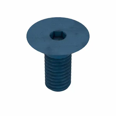 METRIC BLUE Socket Flat Head Screw: M5x0.80 Thread Size, 12 mm Lg, Flat, Blue Phosphate - Flat Head Socket Cap Screws