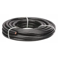 This cut-to-length jumper cable features 1/0 ga wire gauge and a 300 in length, with a maximum current rating of 150 A. The black cable jacket provides insulation. Suitable for temporary power connections in jump-starting vehicles and equipment