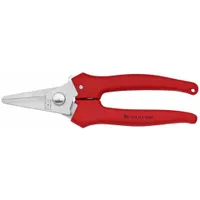 KNIPEX Industrial Shears: Right-Hand, 5 1/2 in Overall Lg, Straight, Stainless Steel, Rounded, Red (MPN 95 05 140)