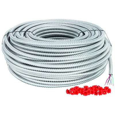SOUTHWIRE Metal Clad Armored Cable: 12 AWG, 4 Conductors, Copper, 250 ft, Aluminum - Standard Metal-Clad Cables