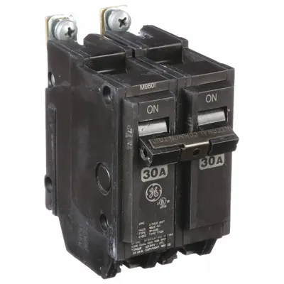 GE Standard Circuit Breaker: THQB, 30 A, 120/240V AC, Single Phase, 10kA at 120/240V AC - THQB & THHQB Series, Bolt-On GE Miniature Circuit Breakers