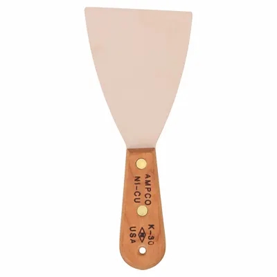 AMPCO Putty Knife: Bld. Mat. Nickel Copper, Hdl. Mat. Wood, Stiff - Standard Scrapers
