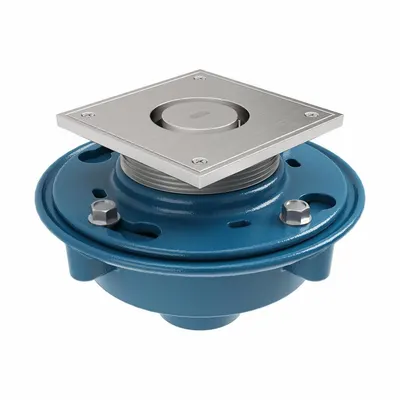 ZURN Floor Drain: Square, Cast Iron, 8 3/8 in Overall Dia, 9 1/2 in Overall Ht - Institutional Floor Drains