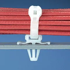 Natural nylon push mount for securing miniature, intermediate, and standard cable ties to panels. Features a 0.2 in slot width and 0.06 in slot height. Suitable for organizing wiring in electrical enclosures, control panels, and industrial equipment.