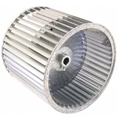 This blower wheel is an OEM replacement part for York HVAC equipment. It has a 13-inch diameter, 11-inch width, and a 1-inch bore. Compatible with York model S1-026-25542-001. Used to move air in heating, cooling, and ventilation systems.
