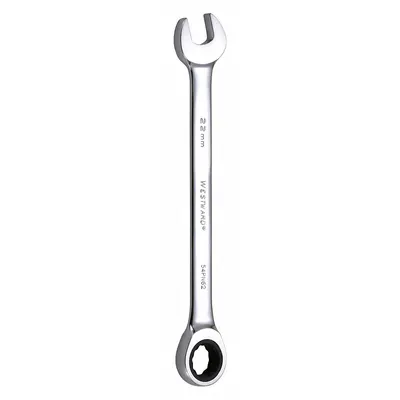 WESTWARD Combination Wrench: Alloy Steel, Chrome, 22 mm Head Size, 11 3/8 in Overall Lg - Metric 12-Point Ratcheting Combination Wrenches