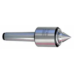 This live center supports rotating workpieces between centers on lathes. Its MT5 HD shank taper and 2-inch point diameter suit heavy-duty machining applications requiring accurate concentricity and reduced workpiece deflection. Designed for high-precision turning and grinding operations where rigidity and repeatability are critical.
