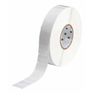 BRADY Wraparound Label: 1 in x 1 1/2 in, Vinyl, White (Matte) - Brady Precut Label Roll Cartridges