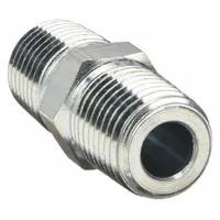 Hydraulic Hose Adapter: 1/4 in x 1/4 in Fitting Size, Male x Male, NPTF x NPTF, Rigid, Straight (MPN FZ1608)