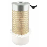 Round/oval engine air filter with axial seal. Outside diameter 6 3/32 in. Suitable for use in New Holland vehicles. Removes airborne contaminants from intake air