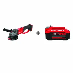 This cordless angle grinder operates on a 20V DC battery system with a 4.0 Ah capacity, featuring a standard head and barrel grip design. It accepts 4-1/2 in wheels for cutting, grinding, and surface preparation on metal and masonry. Part of the V20* platform, the tool is suited for maintenance, fabrication, and construction tasks requiring mobility and control.