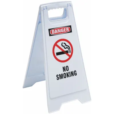 OEM Danger No Smoking Sign: Polypropylene, 24 in x 11 29/36 in x 12 in Nominal Sign Size - Danger: No Smoking Folding Signs