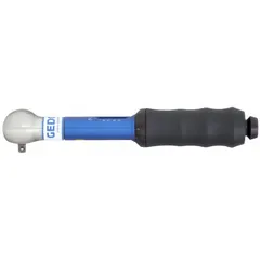 This ratcheting micrometer torque wrench has a 1/4-inch square drive and a torque range of 2 N-m to 10 N-m. It is used for precision tightening of fasteners in assembly, maintenance, and repair applications where controlled torque is required.