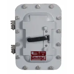 Three-pole enclosed circuit breaker rated 30 A at 240V AC with an interrupting capacity of 18kA at 240V AC. Housed in a 100/EHD frame and includes a Cutler-Hammer circuit breaker. Suitable for overcurrent protection in hazardous locations where flammable gases or dusts may be present.
