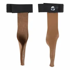 Leather gaff guards designed to protect climbing gaff spurs from wear. Features a leather strap with 1 3/8 in width for secure attachment. Compatible with Klein Tools 72 Gaffs.