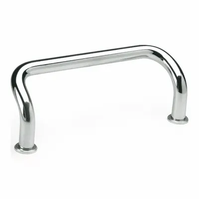 JW WINCO Pull Handle: Threaded Holes, Steel, Silver, 3.94 in Mounting Hole Center to Center - Load-Rated Offset Pull Handles