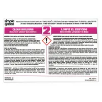 Secondary bottle label for identifying containers in industrial facilities. Each label measures 6 inches wide and displays the legend 'Simple Green Clean Building Bathroom Cleaner Concentrate 2'. Sold in a pack of 10
