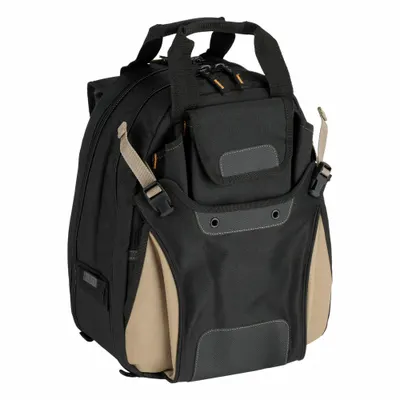 CLC Tool Backpack: 13 1/4 in W 13 1/4 in D 16 in H, Nylon, Black/Brown, 36 Inside Pockets - Nylon Tool Backpacks