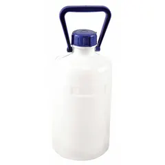 Swing-Handle Round Carboy, 5 L, Narrow Mouth, White, Screw On Cap, 345 mm
