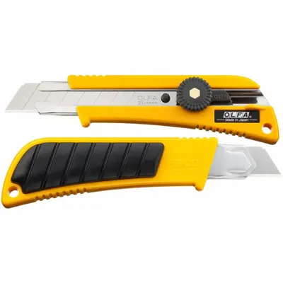 OLFA Snap-Off Utility Knife: 6 in Overall Lg, Plain, 8 Segments, 0 Blades Stored - 18mm Blade Snap-Off Knives