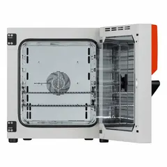 Non-refrigerated forced air incubator with 2.08 cu ft capacity, digital display, and 2 shelves. Temperature range from 7 °C with accuracy tolerance of 0.1% and uniformity of 1.0 +/- K at 100 °C. Operates on 120V AC. Suitable for general incubation in laboratory and research settings.