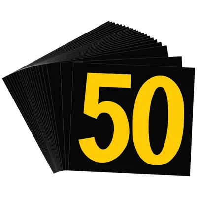 BRADY Number Label: 50, 2 1/2 in Character Ht, 4 3/4 in Character Wd, Retroreflective Sheeting - KVA Markers