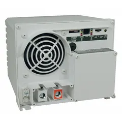 This single-unit inverter with battery charger converts 120V AC input to 120V AC output with a modified sine wave waveform, delivering up to 1500W peak power. It simultaneously charges batteries from an AC source, making it suitable for use in vehicles, boats, and off-grid power systems where integrated power conversion and battery maintenance are required.