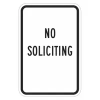 This aluminum sign features Engineer Grade retroreflective sheeting for visibility in low-light conditions. It includes pre-drilled mounting holes for permanent outdoor installation on walls, posts, or fences. Suitable for marking restricted areas to deter soliciting and unauthorized entry