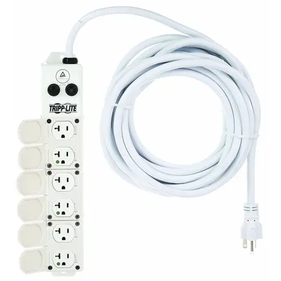 TRIPP LITE Outlet Strip: 6 Outlets, 25 ft Cord Lg, 20 A Current, UL 1363A, White, 5-20P - Healthcare Power Strips