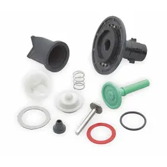 This master rebuild kit includes a diaphragm, relief valve parts, and an O-ring for servicing flush valves on toilets with a 1.6 gpf flush volume. It is used to restore proper flushing performance in commercial and institutional restrooms.