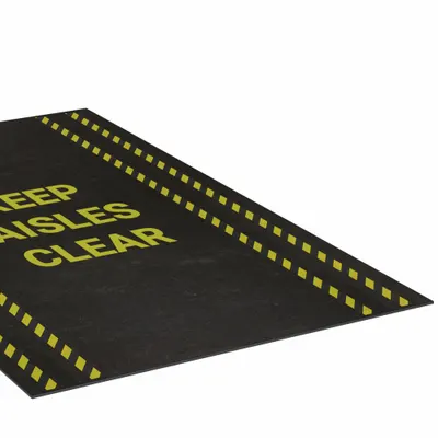 PIG Entrance Mat: Keep Aisles Clear, 3 ft x 5 ft, 1/8 in Thick, Polypropylene - Safety